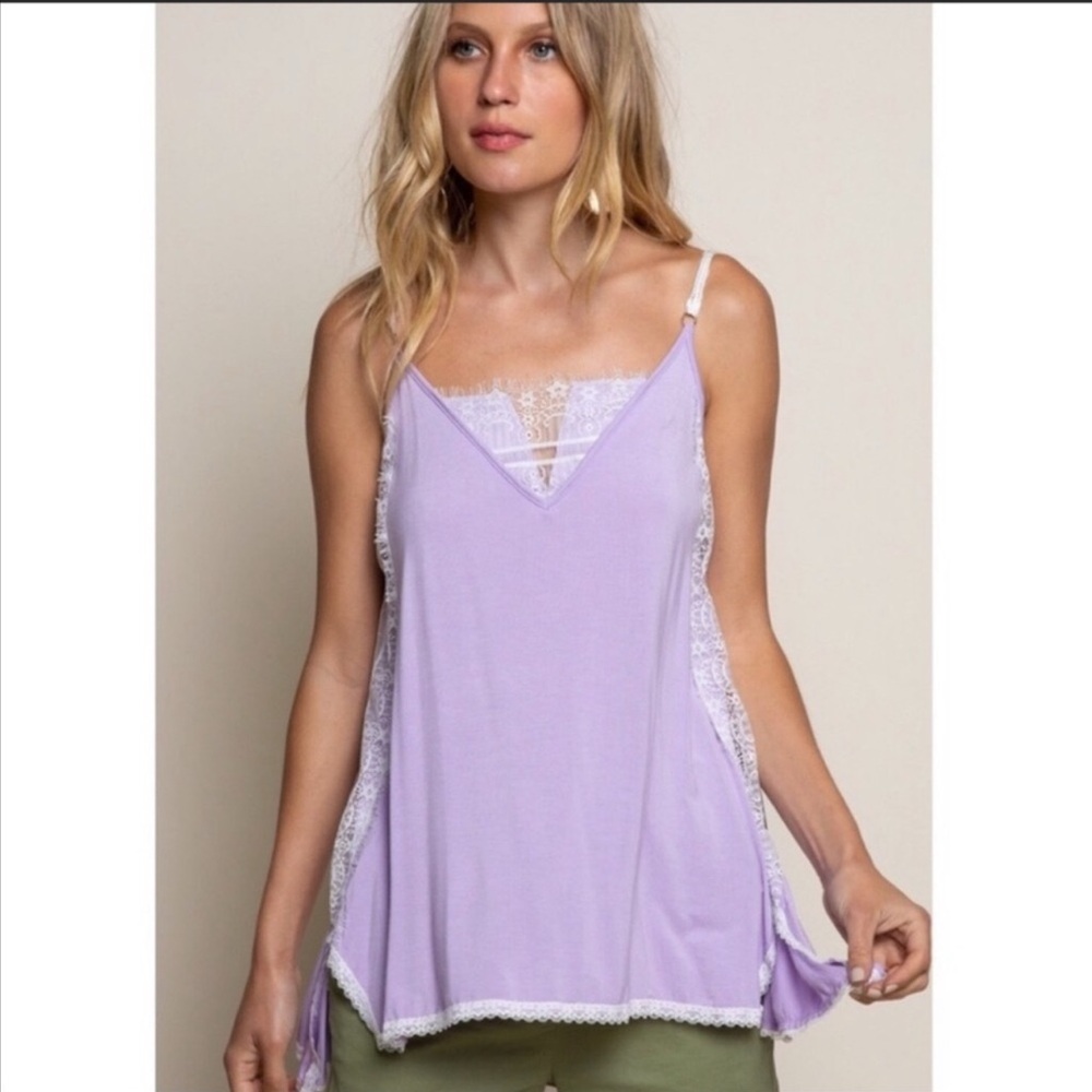 POL Lavender Lace Tank Top